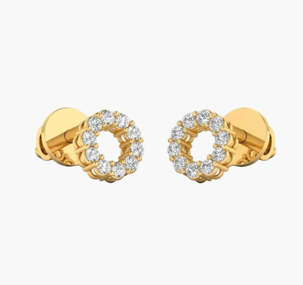 Diamond Circle Wreath Studs Earrings