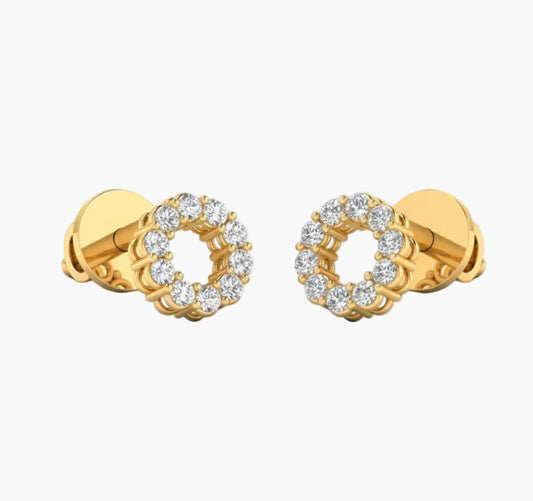 Diamond Circle Wreath Studs Earrings