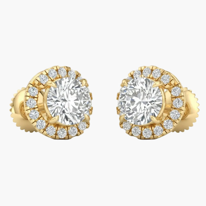 Princess Cut Swan Stud Diamond Earrings