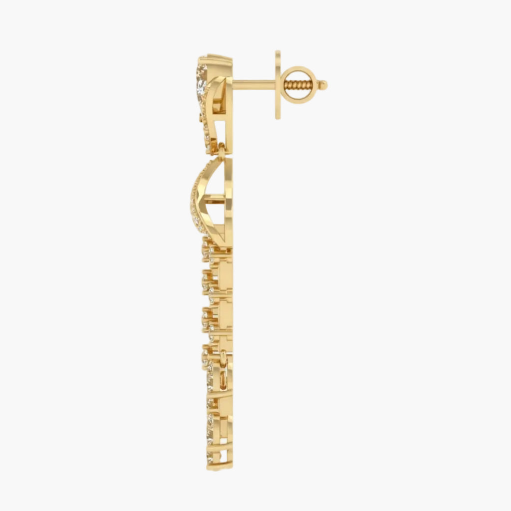 Gold earring on a white background