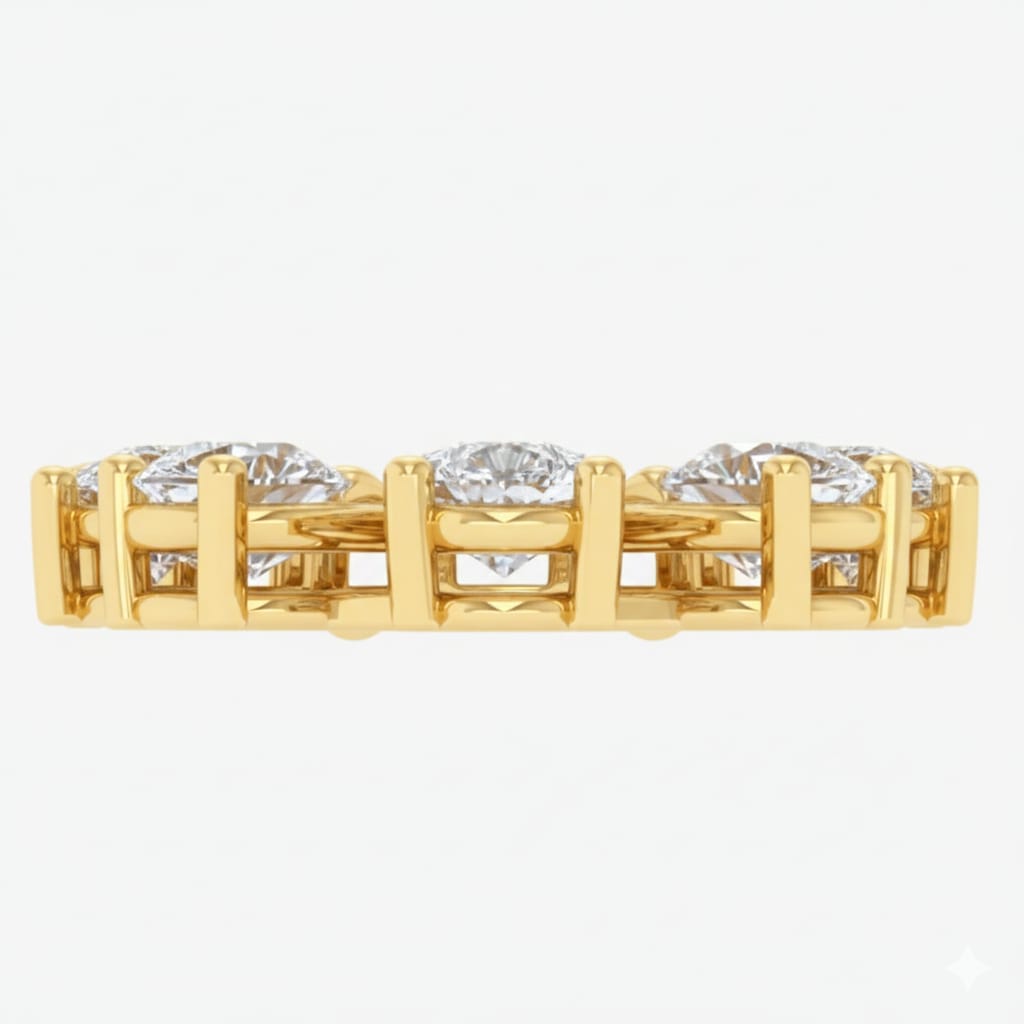 Gold ring with diamond stones on a white background