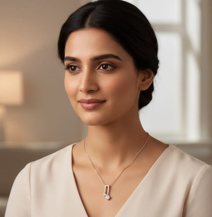 Drevia Dazzling Diamond Pendant With Chain