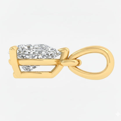 Gold pendant with a clear gemstone on a white background