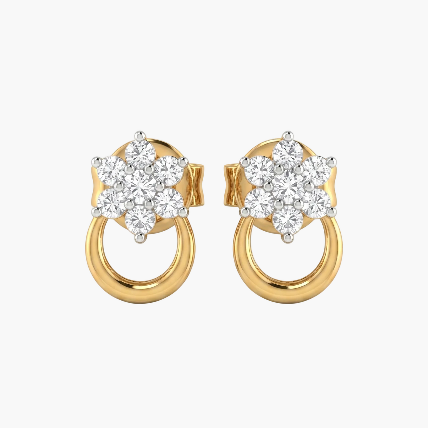 Flower Infinity Ribbon Diamond Earrings