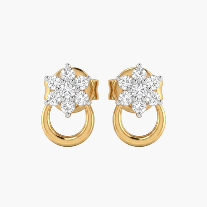 Flower Infinity Ribbon Diamond Earrings