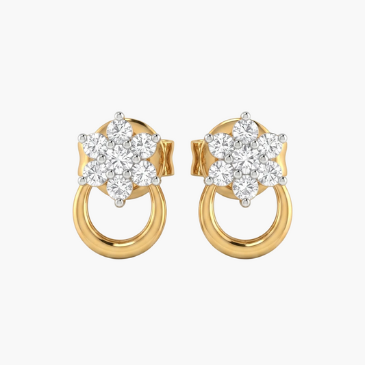 Flower Infinity Ribbon Diamond Earrings