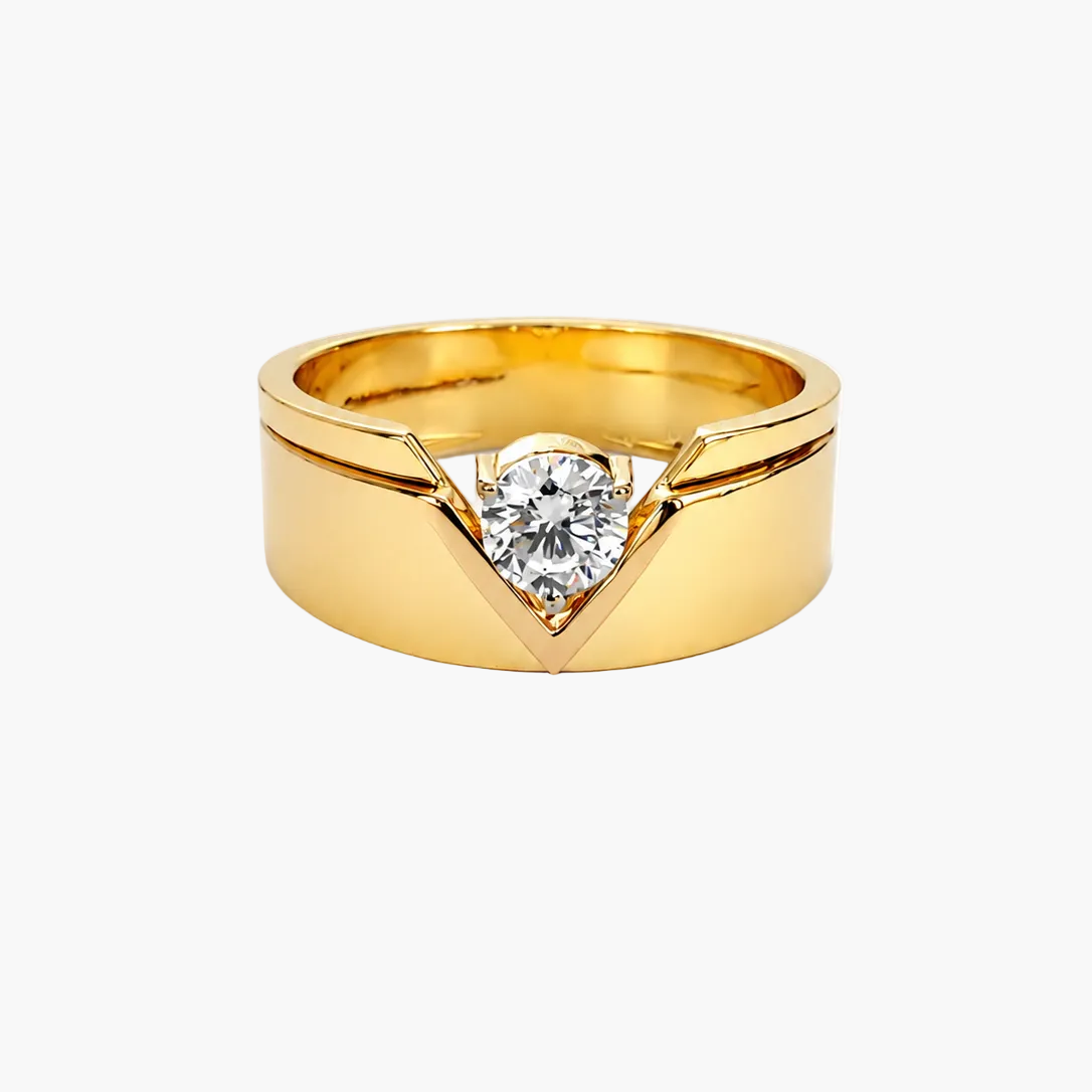 Modern V-Notch Diamond Mens Ring