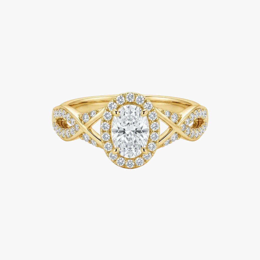 Exquisite Oval Halo Diamond Engagement Ring