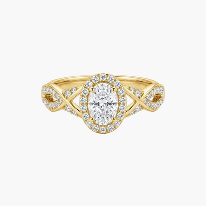 Exquisite Oval Halo Diamond Engagement Ring