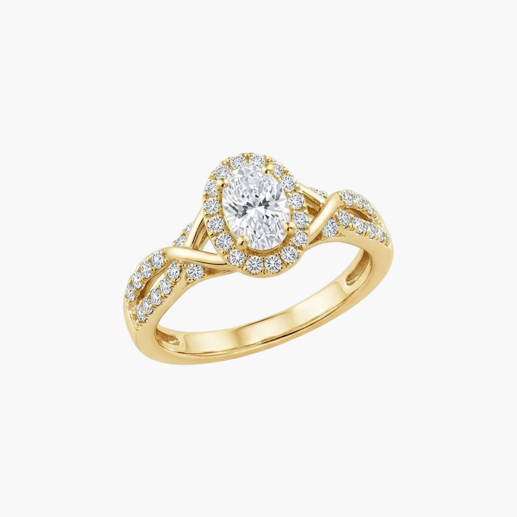 Exquisite Oval Halo Diamond Engagement Ring