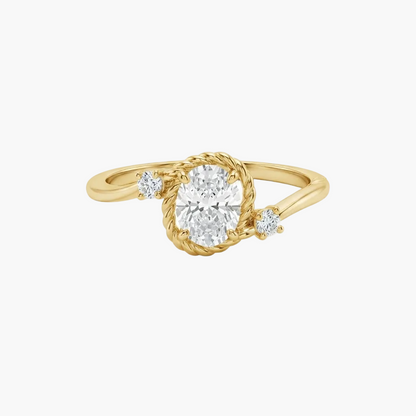 Vintage-Inspired Braided Halo Accent Diamond Ring