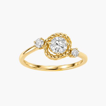 Vintage-Inspired Braided Halo Accent Diamond Ring