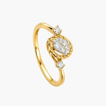 Vintage-Inspired Braided Halo Accent Diamond Ring
