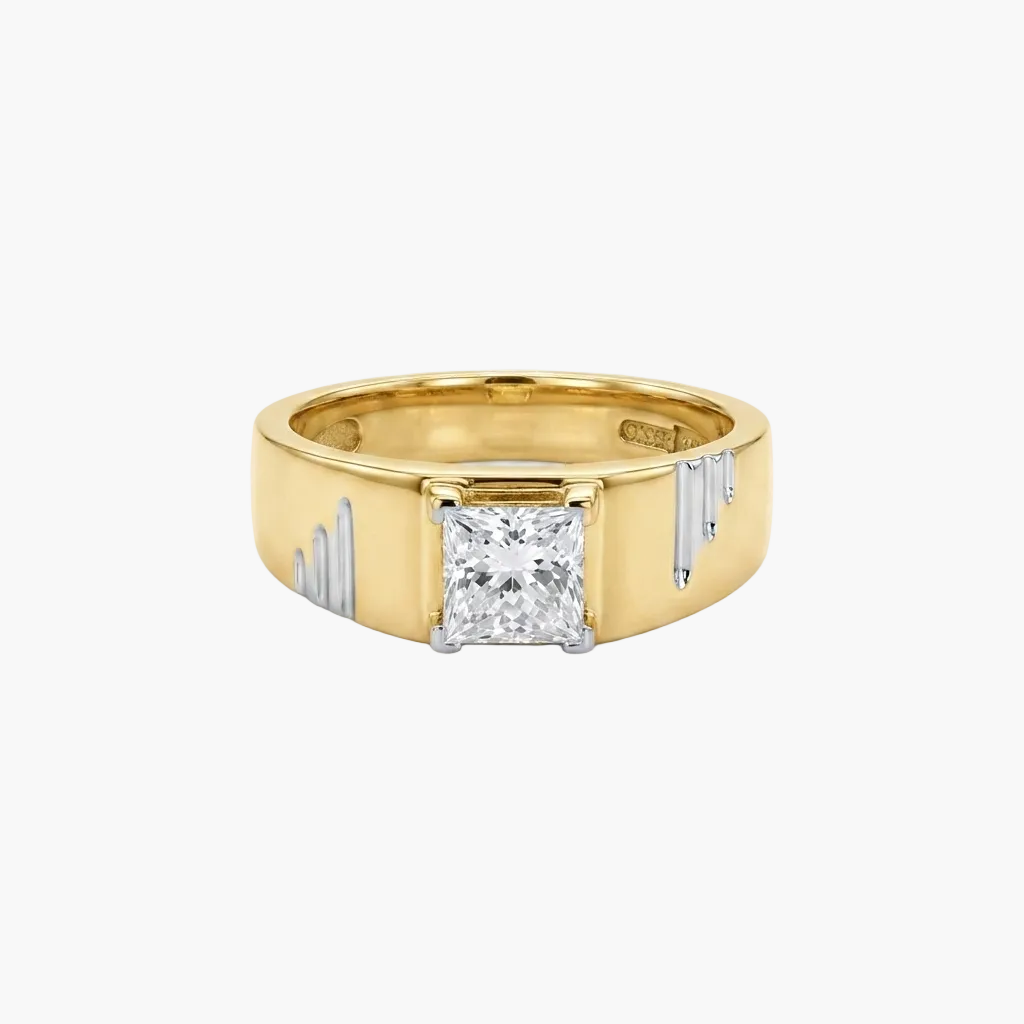 Princess Cut Elegant Modern Wedding Band Mens Ring