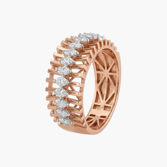 Modern Structural Cage Band Featuring Pave Diamond Ring