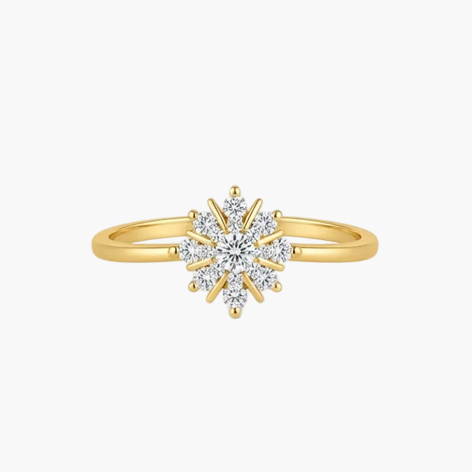 Celestial Sunburst Diamond Cluster Ring