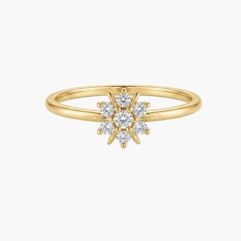 Dainty Floral Cluster Diamond Ring