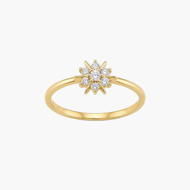 Dainty Floral Cluster Diamond Ring