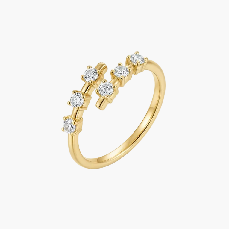 Dainty Open-Band Multi-Stone Diamond Ring