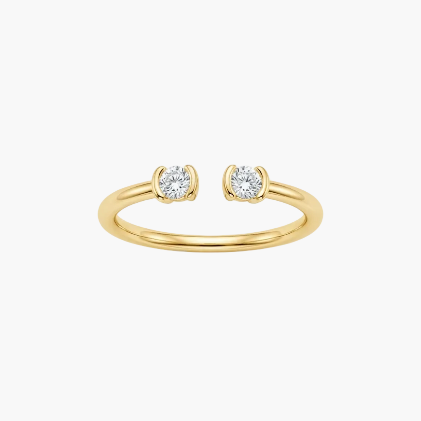 Dainty Two-Stone Oval Bezel Diamond Ring