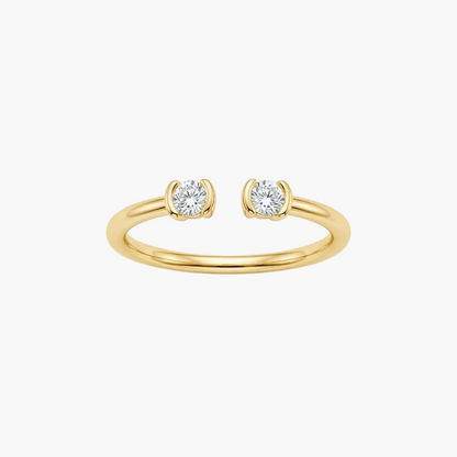 Dainty Two-Stone Oval Bezel Diamond Ring