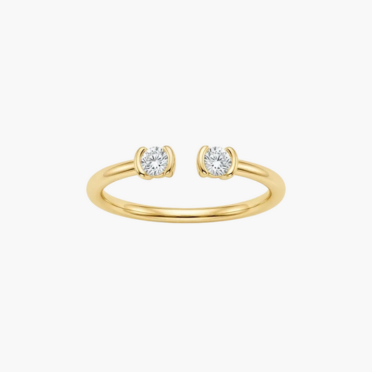 Dainty Two-Stone Oval Bezel Diamond Ring