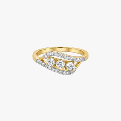 Artistic Curved Multi-Diamond Ring