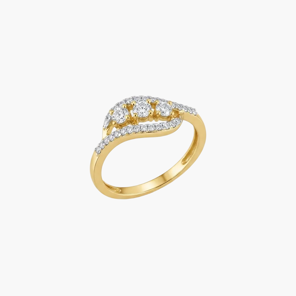 Artistic Curved Multi-Diamond Ring