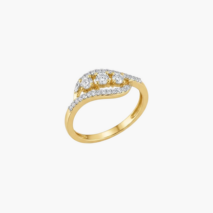 Artistic Curved Multi-Diamond Ring