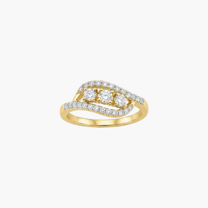Artistic Curved Multi-Diamond Ring
