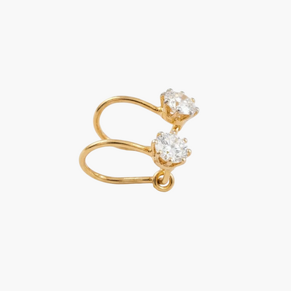 Sophisticated Crown-Set Drop Hoop Diamond Earrings