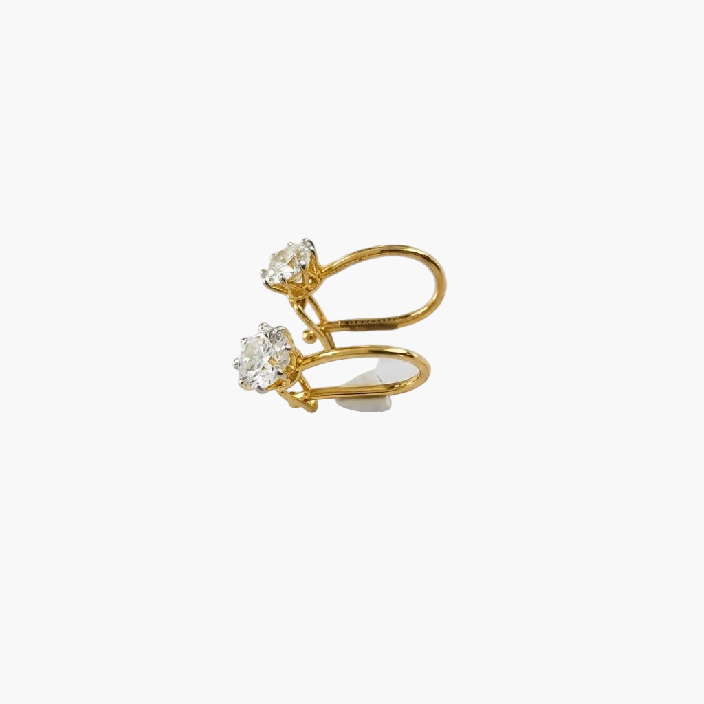 Sophisticated Crown-Set Drop Hoop Diamond Earrings