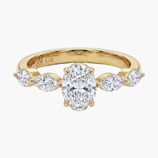 Classic Dual-Band Pave Accent Diamond Engagement Ring