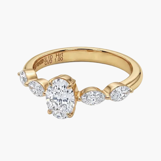 Classic Dual-Band Pave Accent Diamond Engagement Ring
