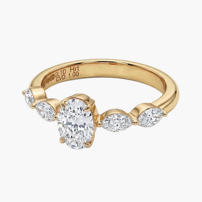 Classic Dual-Band Pave Accent Diamond Engagement Ring