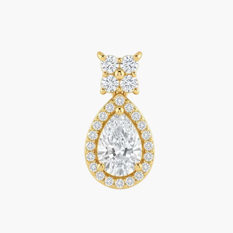 Exquisite Pear-Shaped Halo Diamond Pendant