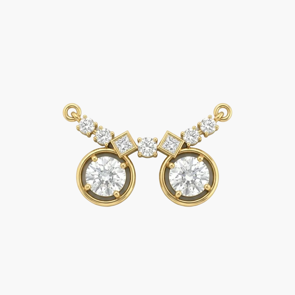 Dual-Circle Halo and Princess-Cut Diamond Mangalsutra