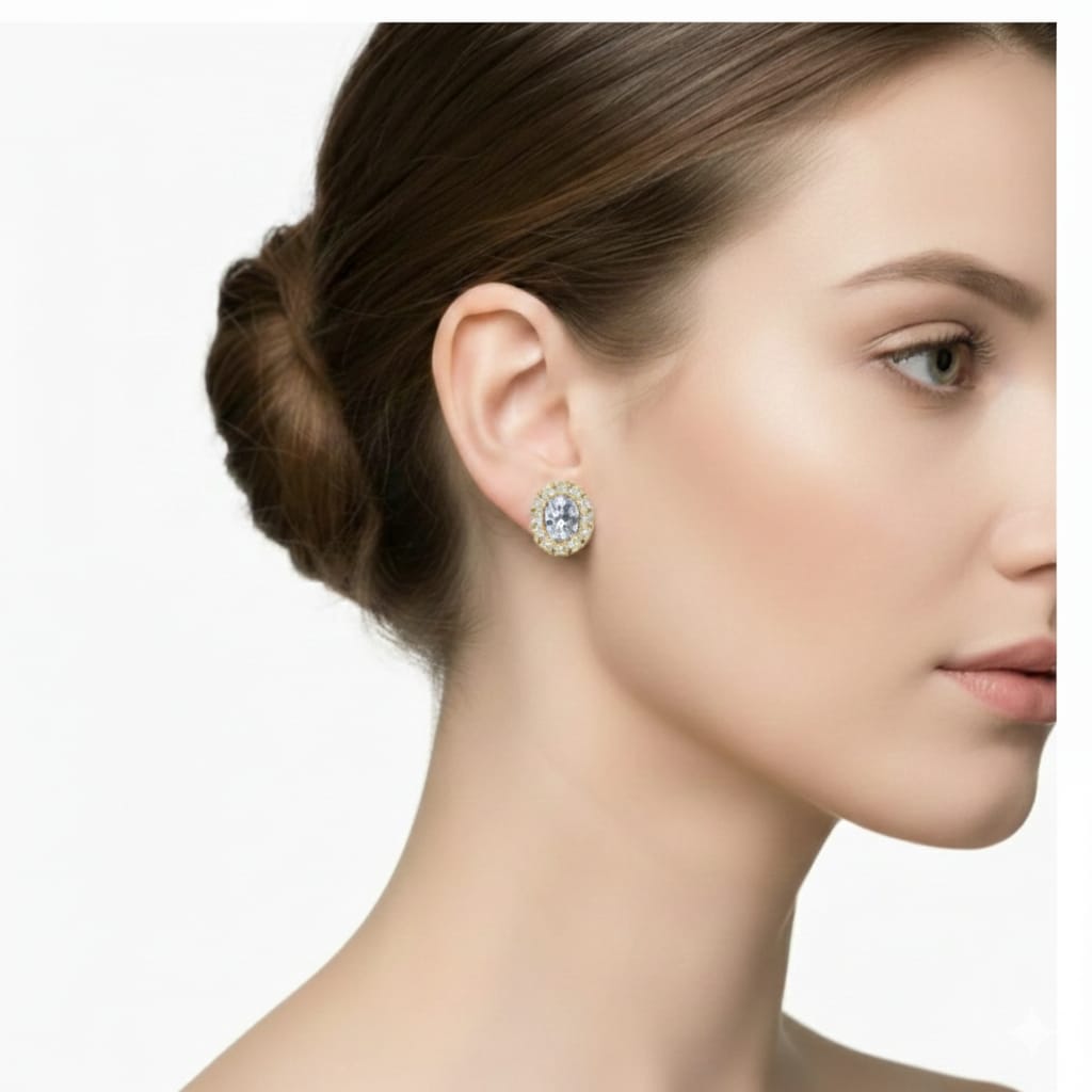 Oval Halo Diamond Earrings