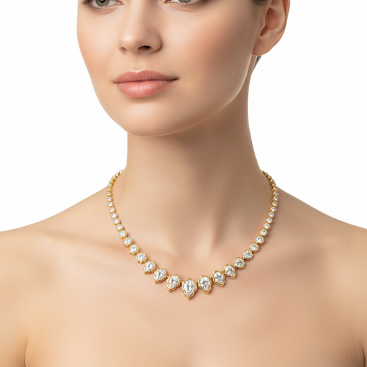 Diamond necklace on model