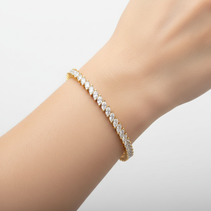 Female Model Wearing Diamond Tennis Bracelet Small Size