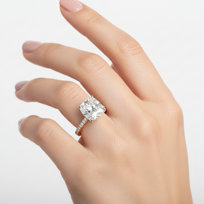 Female Model Wearing Two-Tone Diamond Ring Small Size