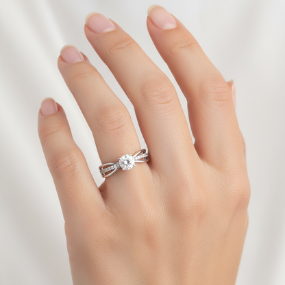 Criss-Cross Pave Diamond Engagement Ring