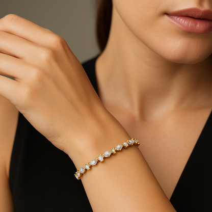 Generated image of a female model wearing the diamond bracelet