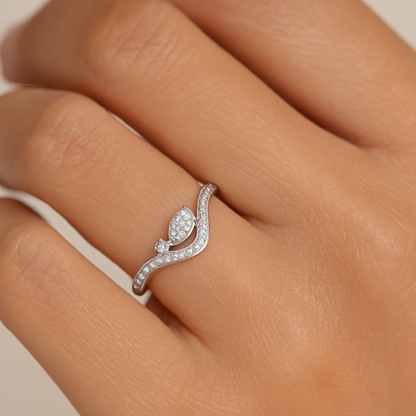 Generated image of a female model wearing the diamond ring