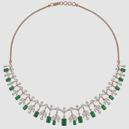 Emerald Vine Garland Diamond Necklace