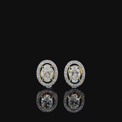 Oval Brilliant Cut Diamond Halo Stud Earrings