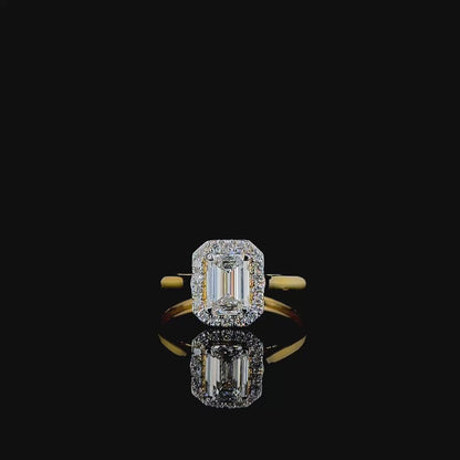 Emerald Diamond Halo Engagement Ring