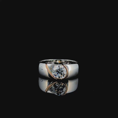 Two-Tone Tension Set Diamond Mens Ring